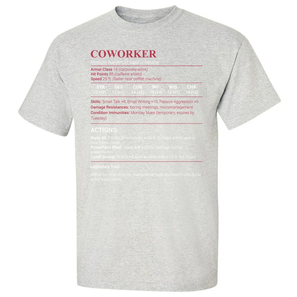 Coworker Stats Classic Unisex T-Shirt - Ash - 2
