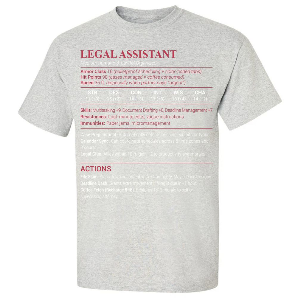 Legal Assistant Classic Unisex T-Shirt - Ash - 2