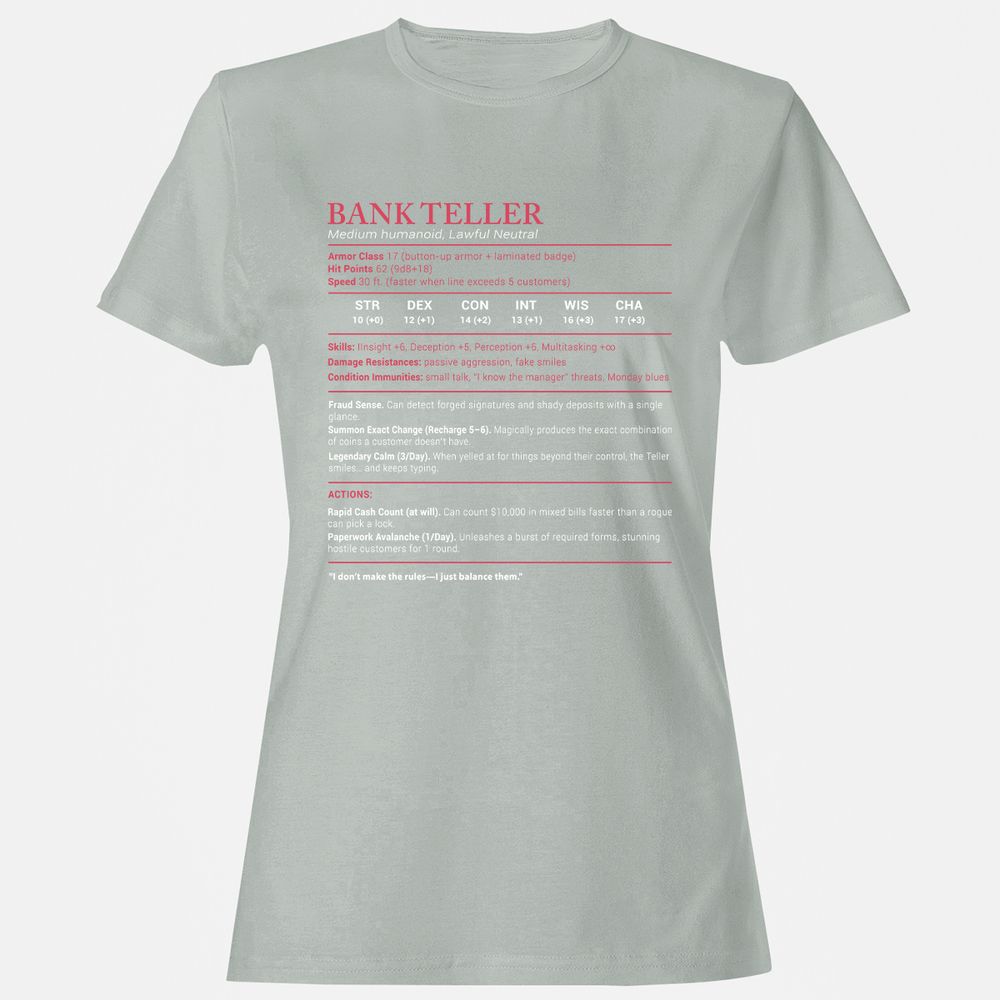 Bank Teller Stats Women's T-Shirt - Ash - 2