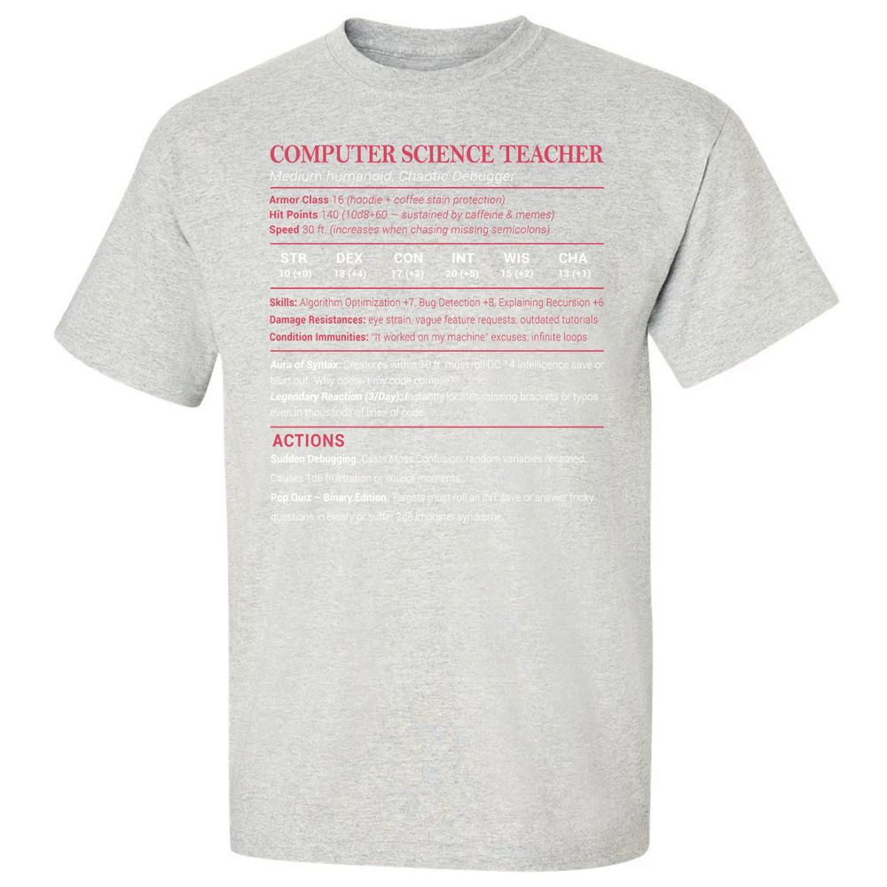 Computer Science Teacher Classic Unisex T-Shirt - Ash - 2