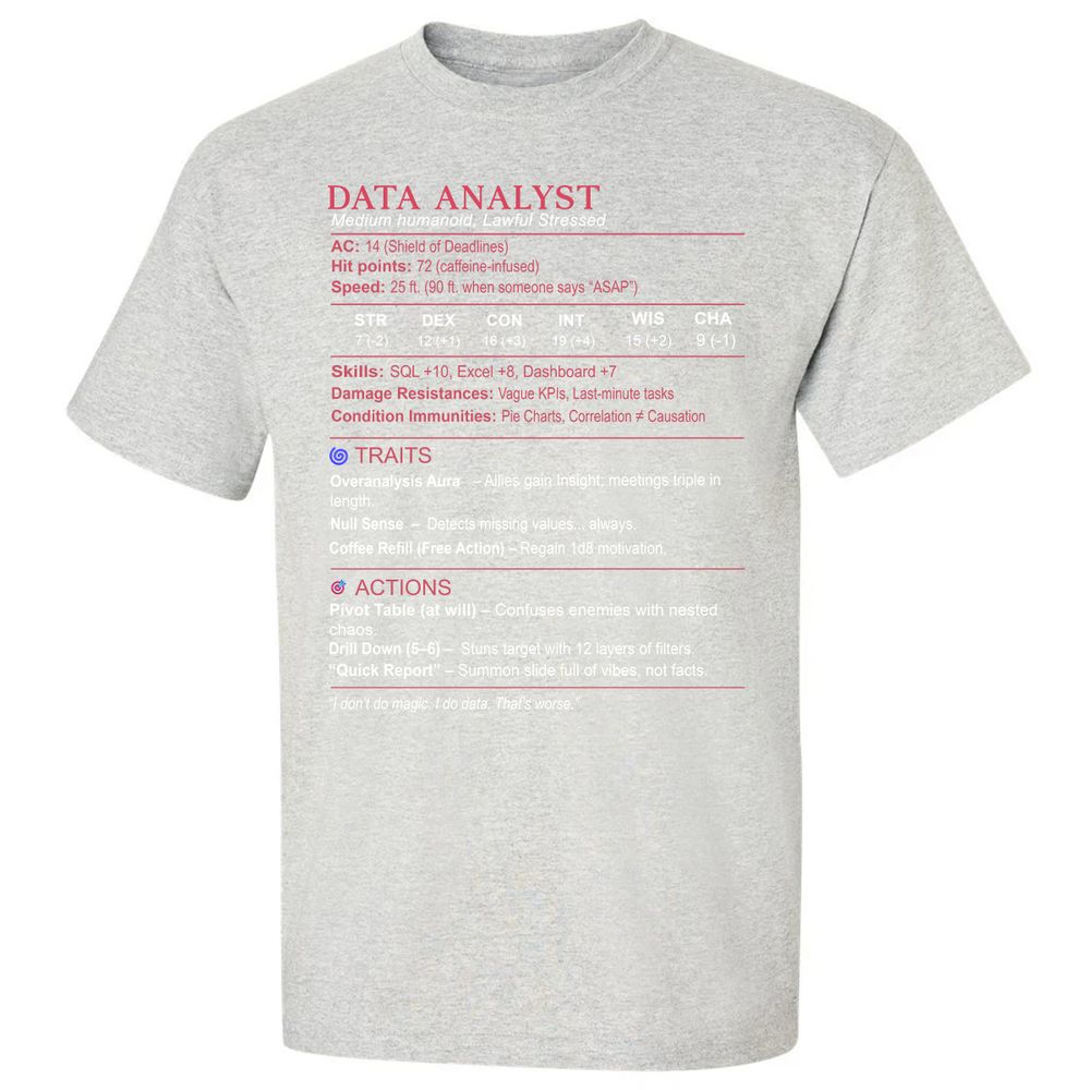 Data Analyst Stats Classic Unisex T-Shirt - Ash - 2