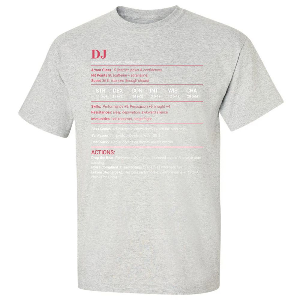 DJ Stats Classic Unisex T-Shirt - Ash - 2