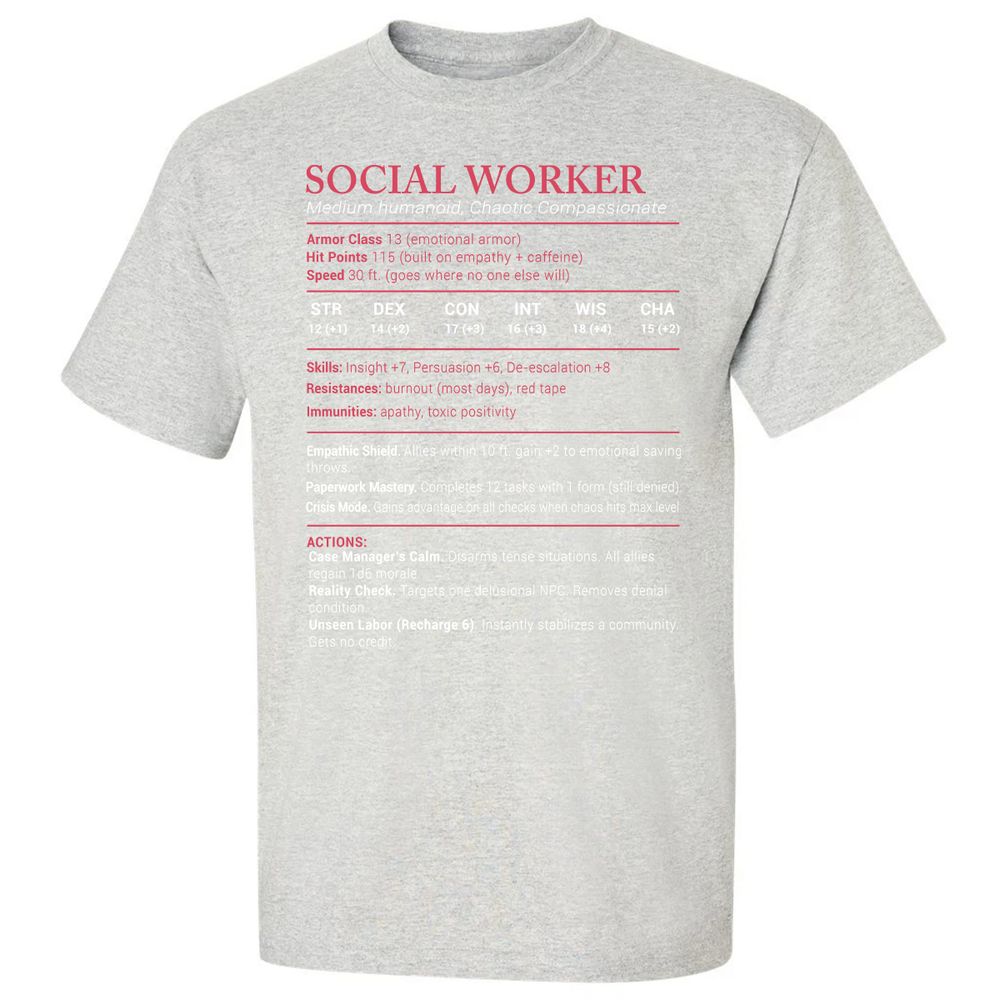 Social Worker Stats Classic Unisex T-Shirt - Ash - 2