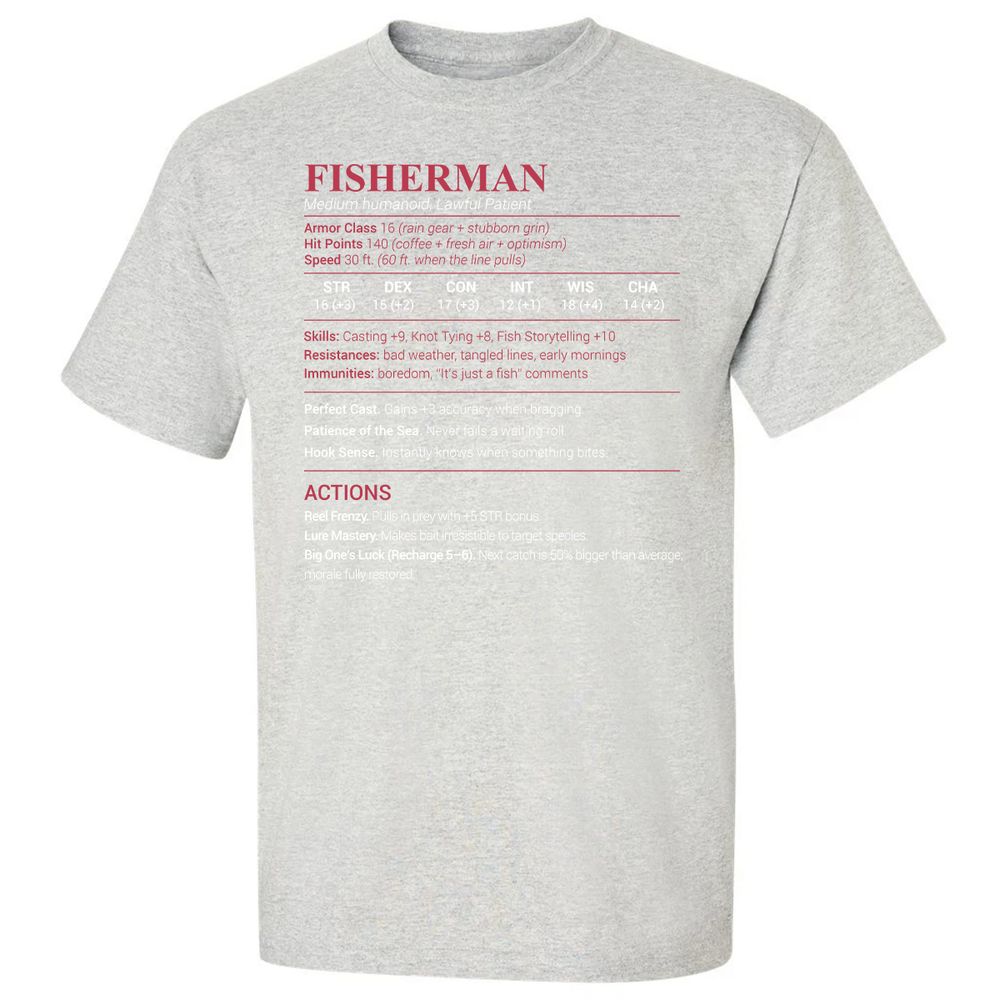 Fisherman Stats Classic Unisex T-Shirt - Ash - 2