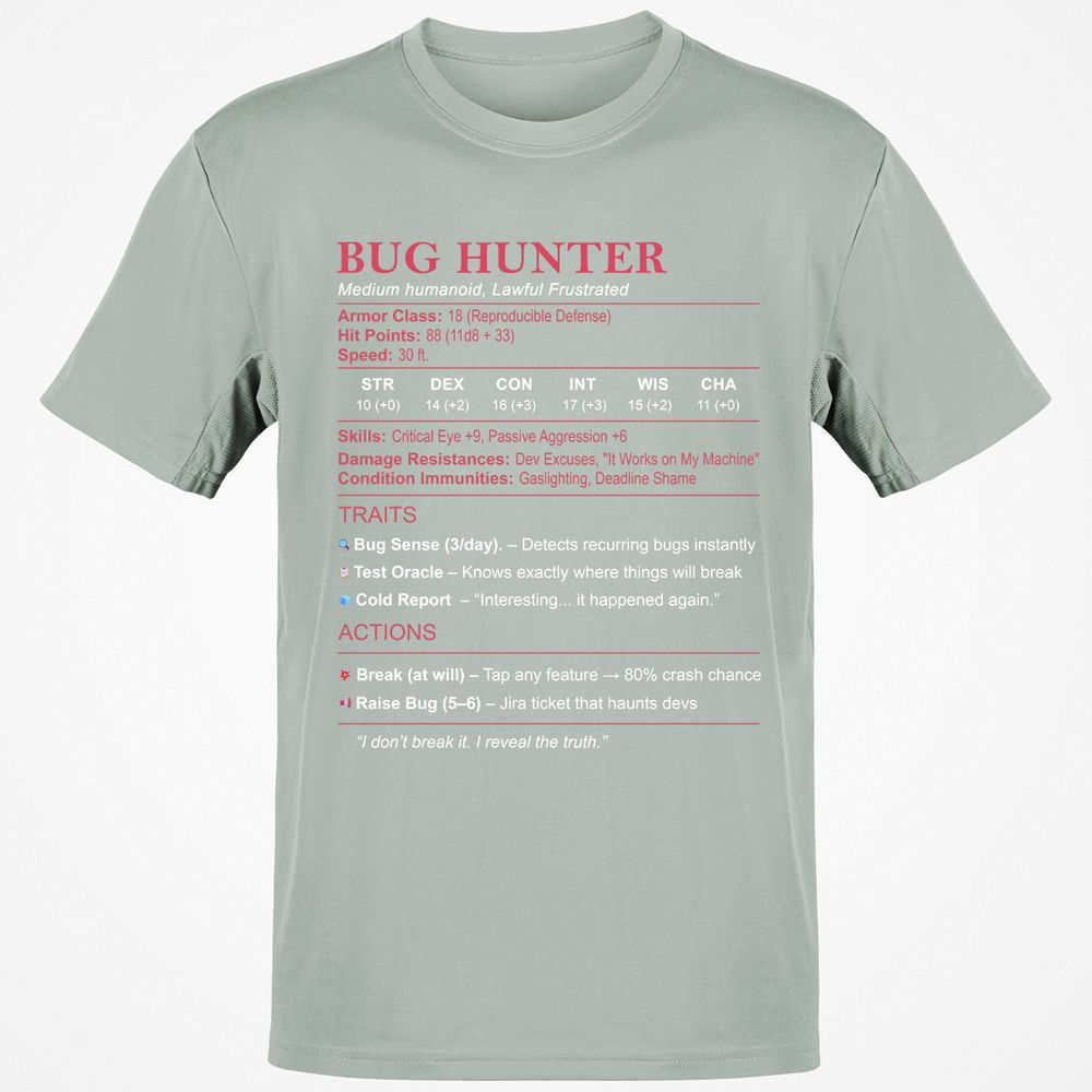 Tester Stats (Bug Hunter) Classic Unisex T-Shirt - Ash - 2