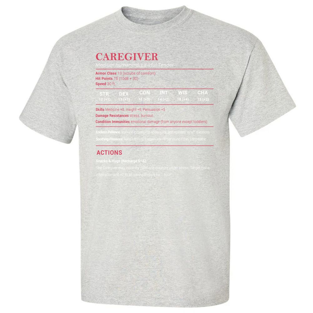 Caregiver Stats Classic Unisex T-Shirt - Ash - 2