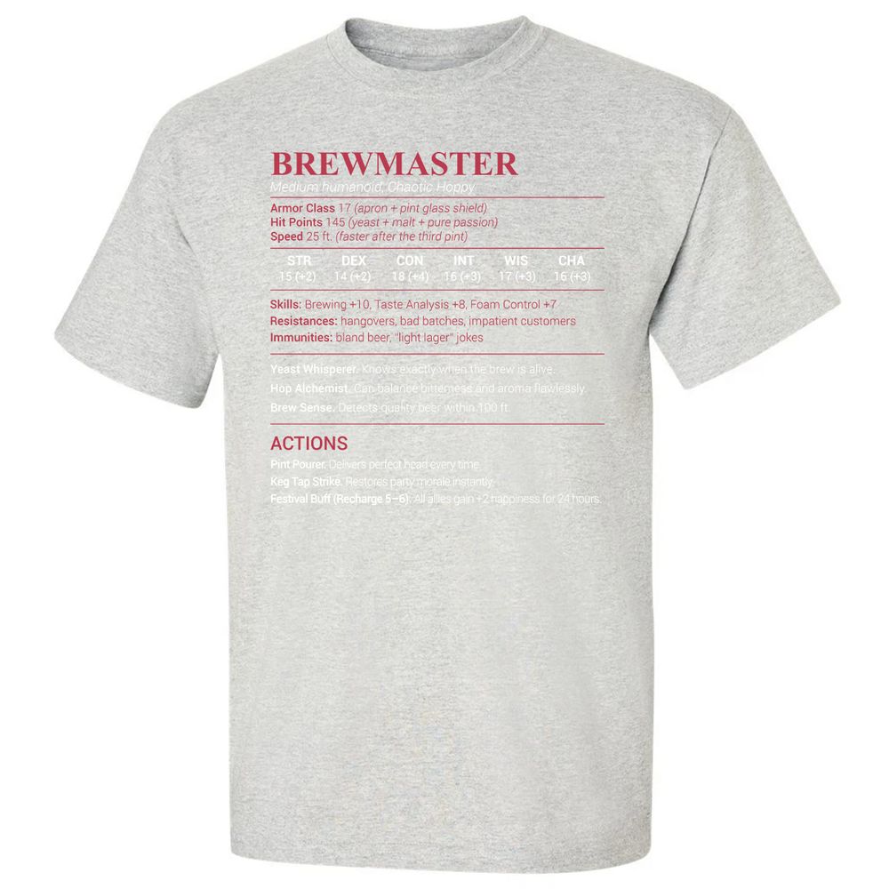 Brewmaster Classic Unisex T-Shirt - Ash - 2