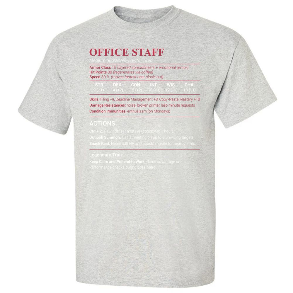 Office Staff Classic Unisex T-Shirt - Ash - 2