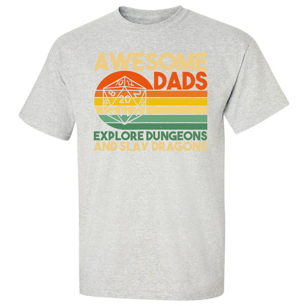 Awesome Dads Explore Dungeons Classic Unisex T-Shirt - Ash - 2