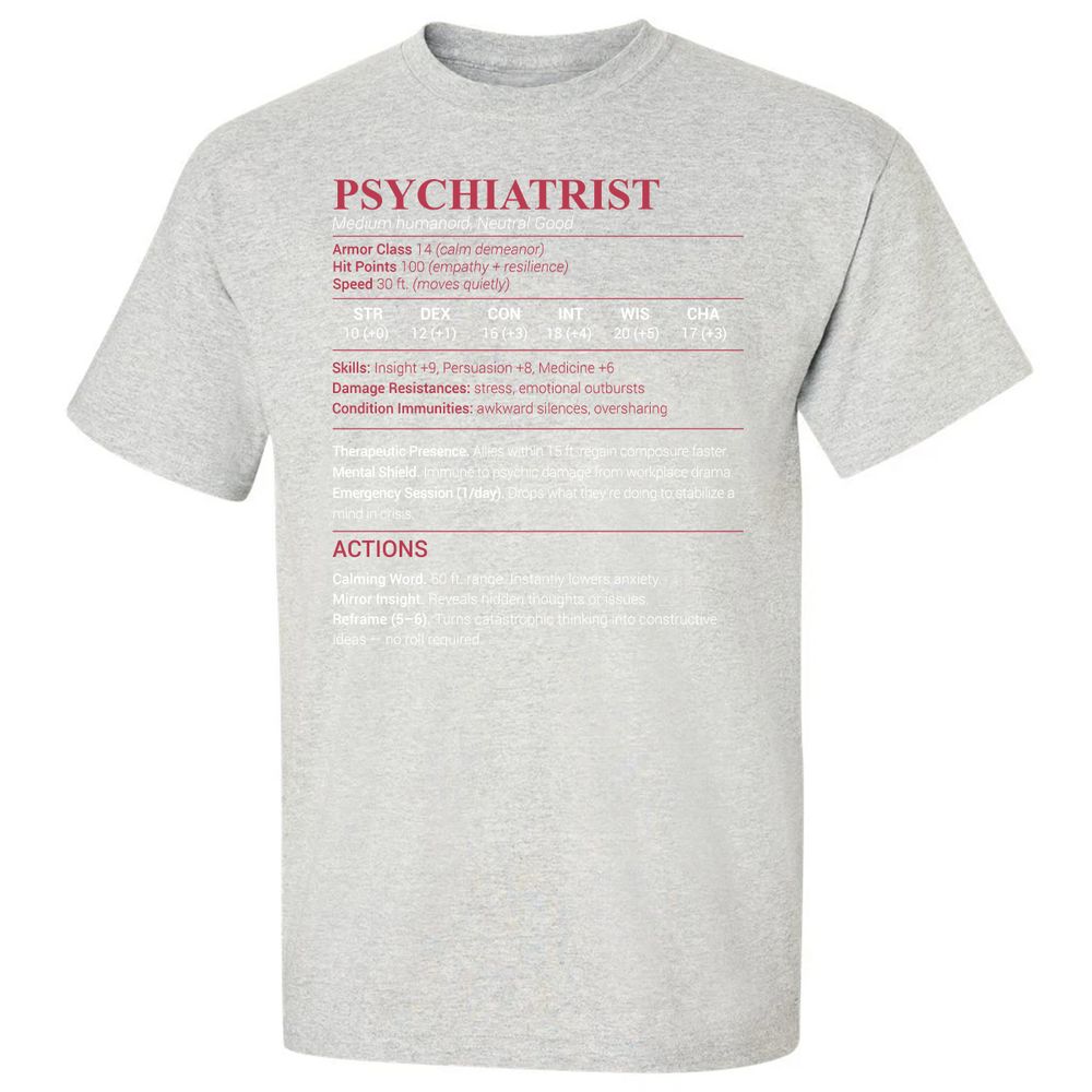 Psychiatrist Stats Classic Unisex T-Shirt - Ash - 2
