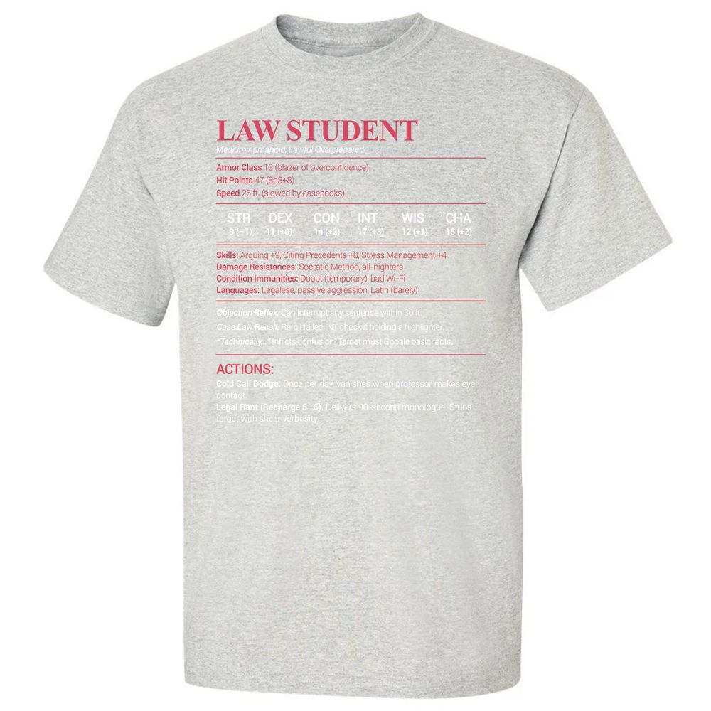 Law Student Classic Unisex T-Shirt - Ash - 2