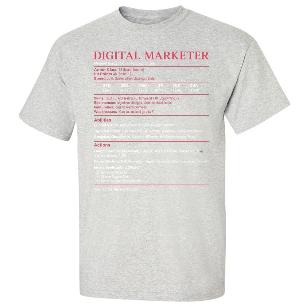 Digital Marketer Stats Classic Unisex T-Shirt - Ash - 2