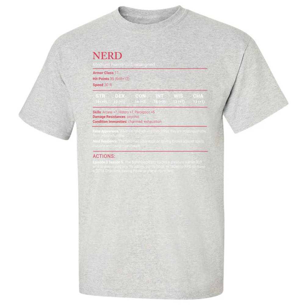 Nerd Stats Classic Unisex T-Shirt - Ash - 2