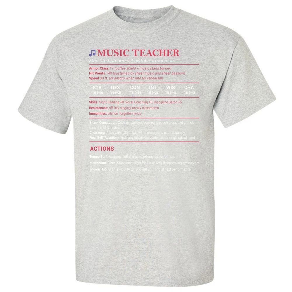 Music Teacher Classic Unisex T-Shirt - Ash - 2