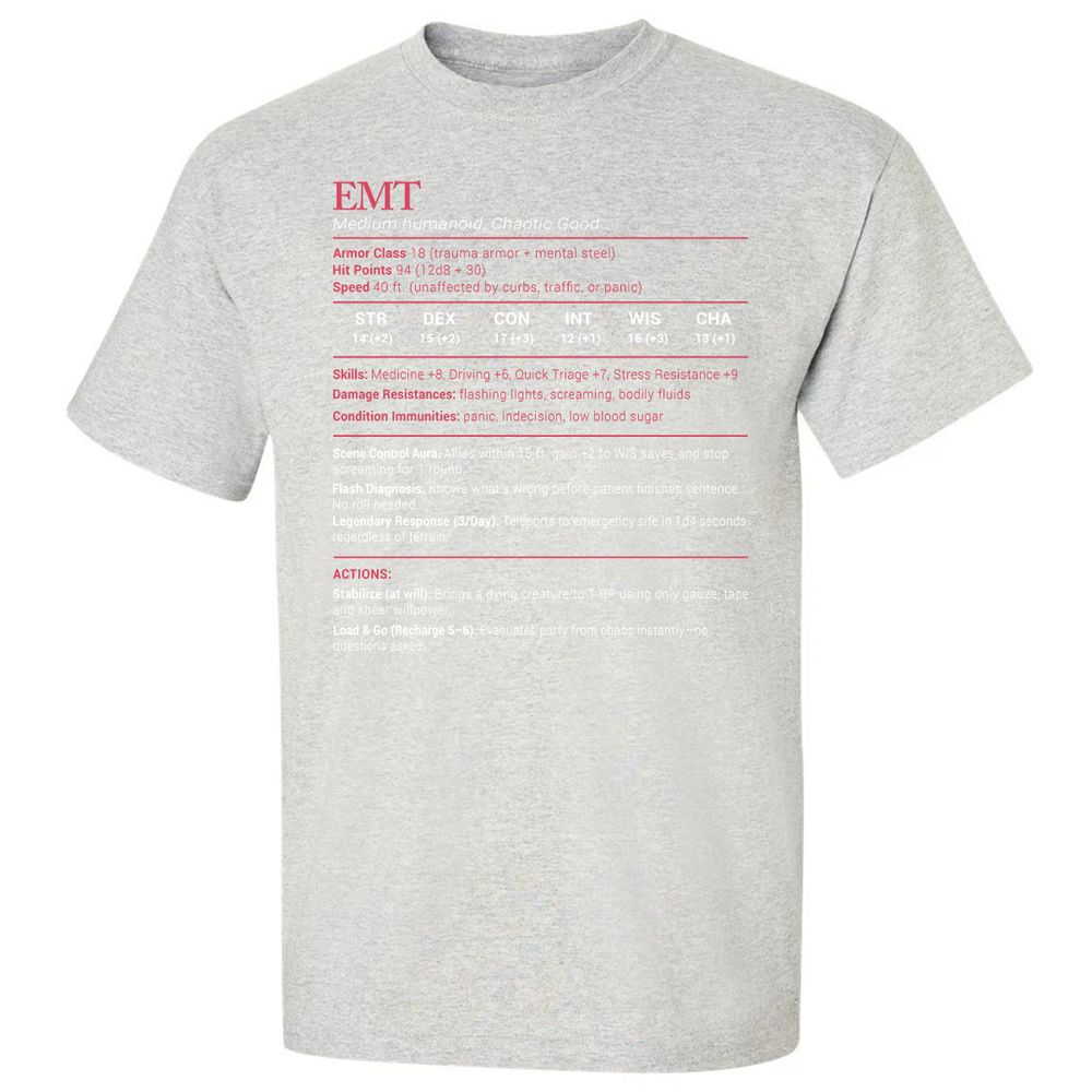 EMT Stats Classic Unisex T-Shirt - Ash - 2