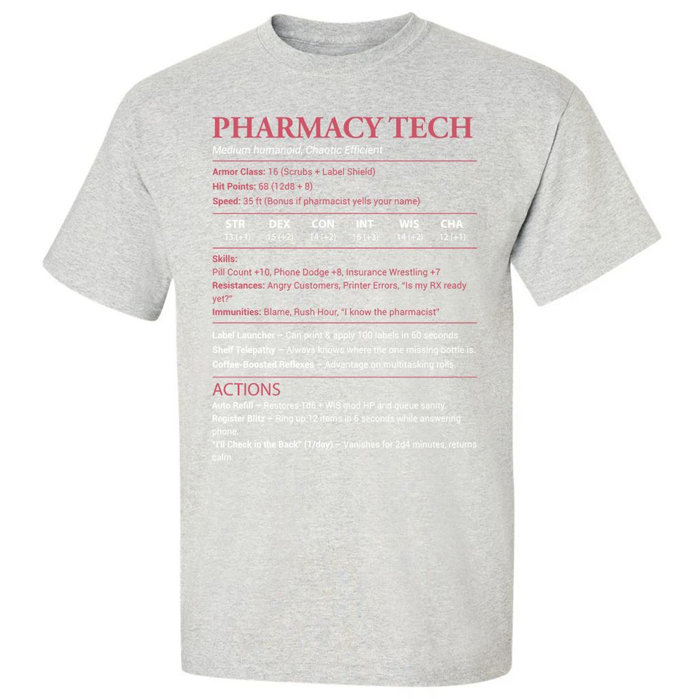 Pharmacy Tech Classic Unisex T-Shirt - Ash - 2