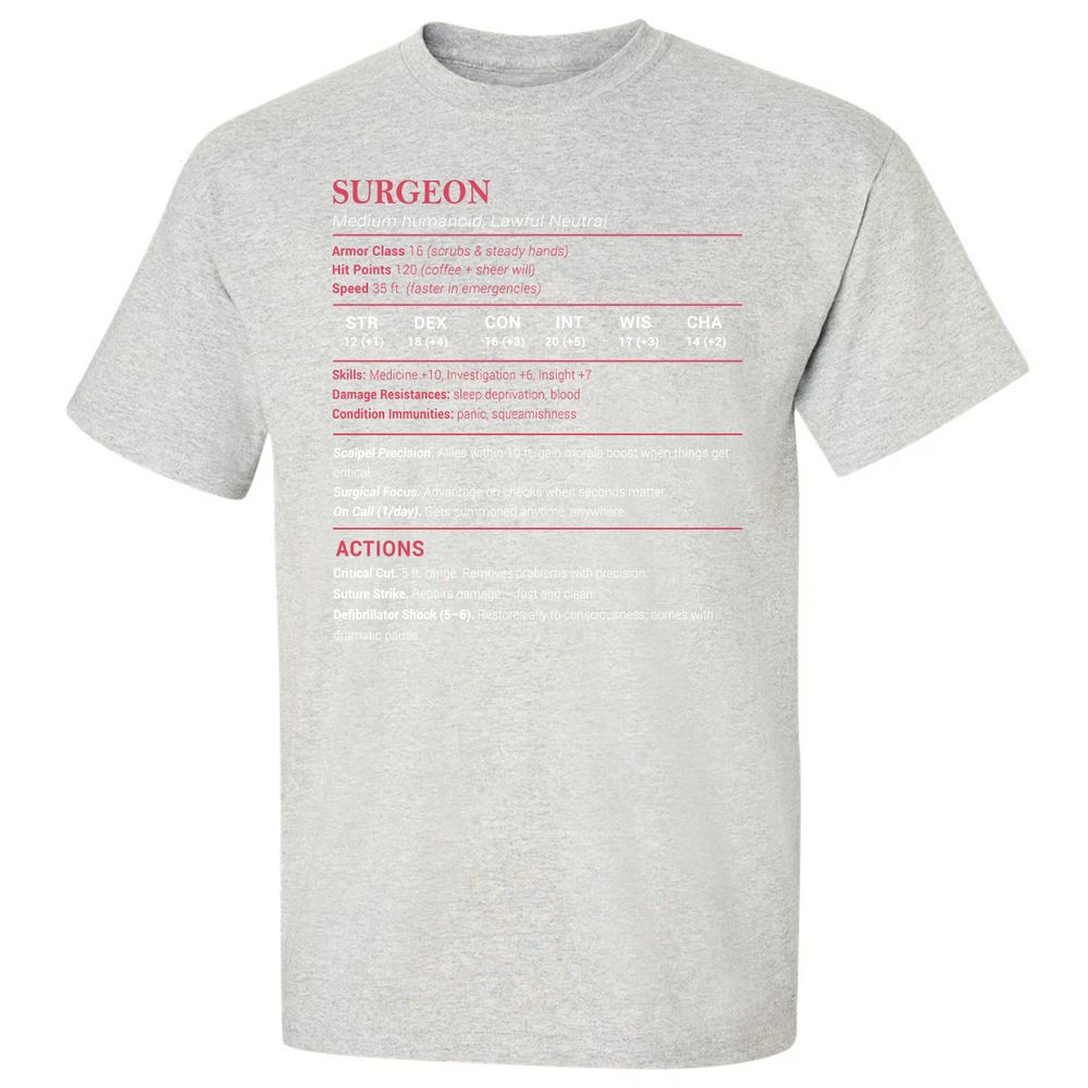 Surgeon Stats Classic Unisex T-Shirt - Ash - 2