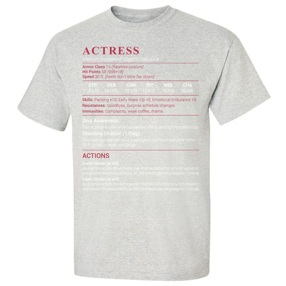 Actress Stats Classic Unisex T-Shirt - Ash - 2