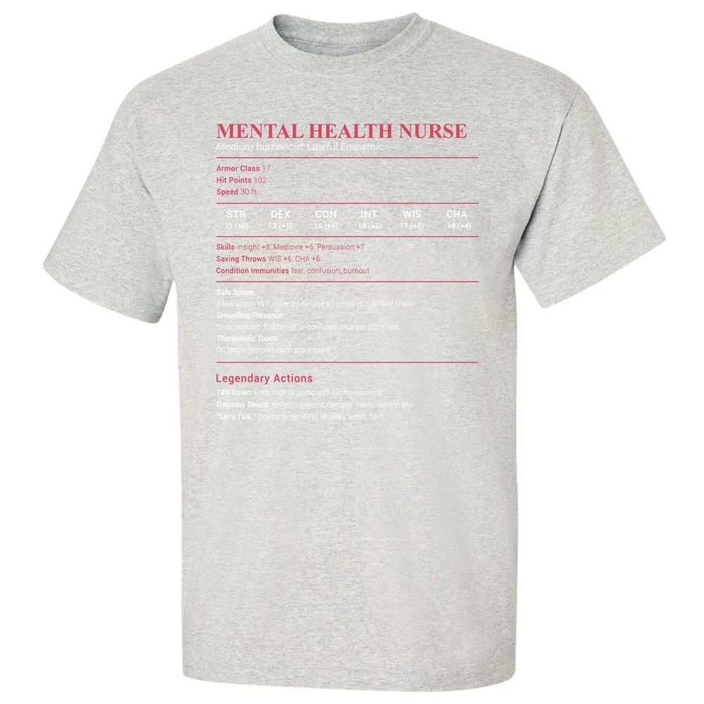 Mental Health Nurse Stats Classic Unisex T-Shirt - Ash - 2