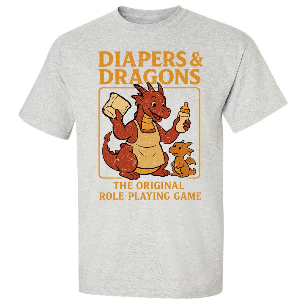 Diapers & Dragons Classic Unisex T-Shirt - Ash - 2