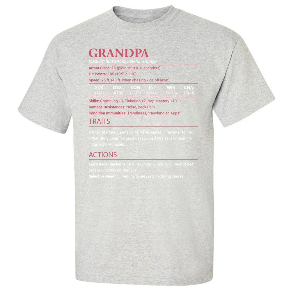 Grandpa Stats Classic Unisex T-Shirt - Ash - 2