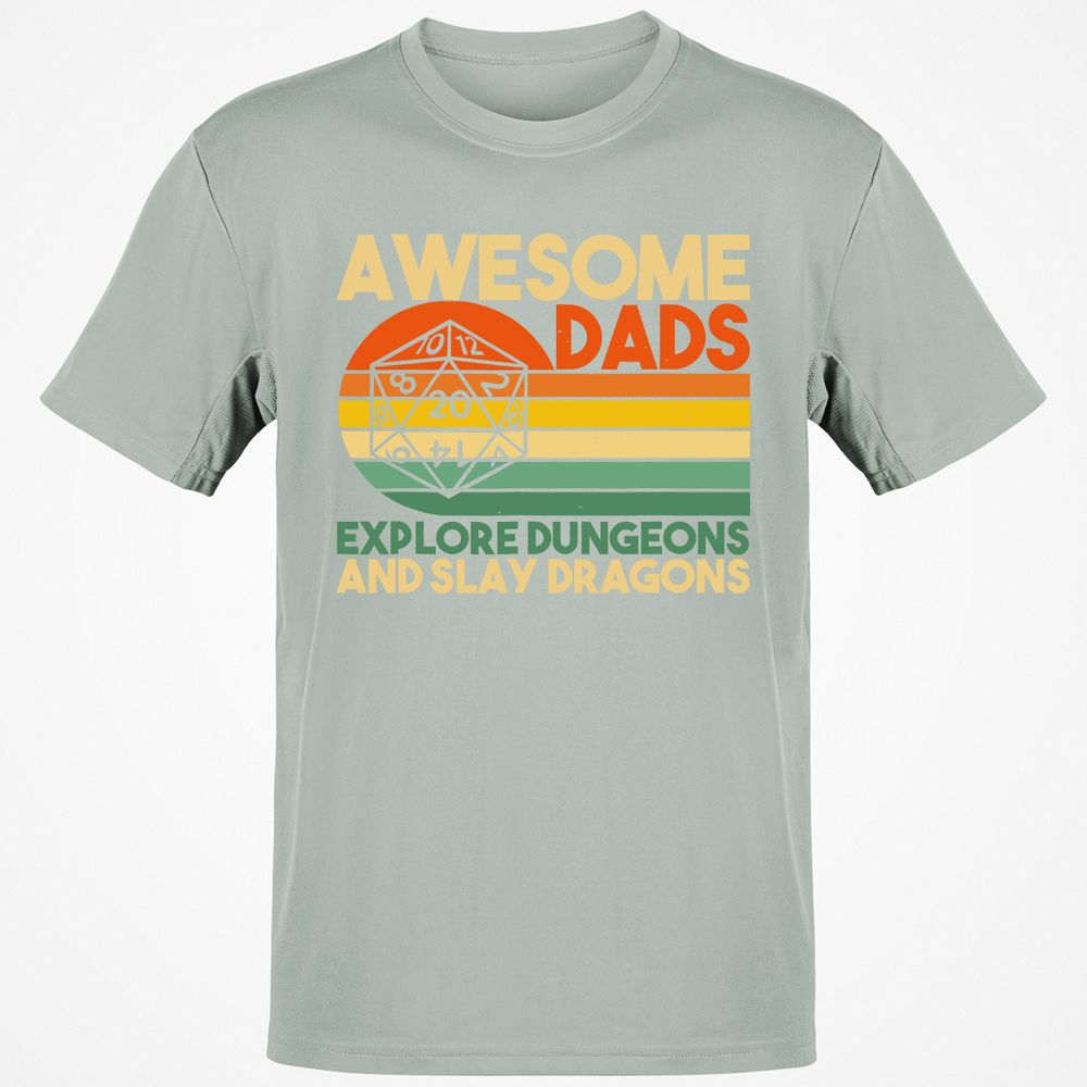 Awesome Dad Explore Dungeons Slay Dragons Classic Unisex T-Shirt - Ash - 2