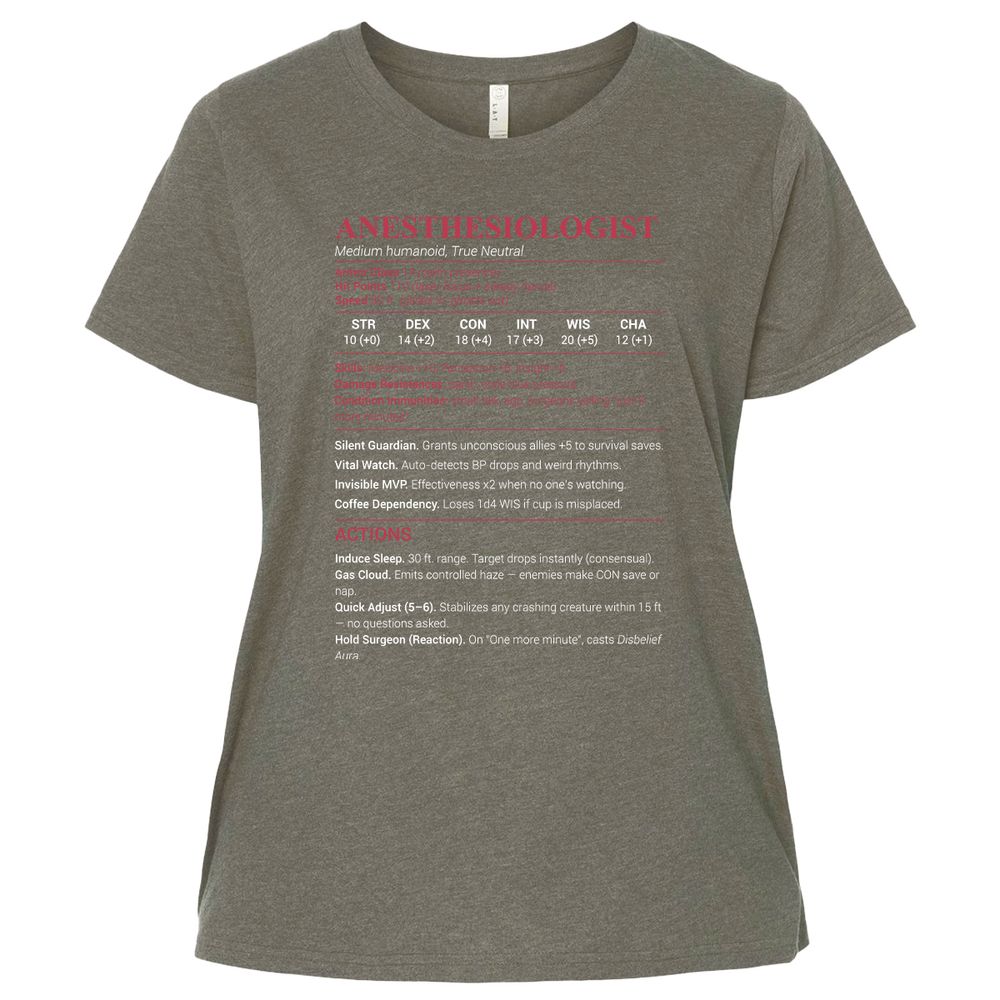 Anesthesiologist Stats Ladies Curvy Jersey - Bamboo Blackout - 2