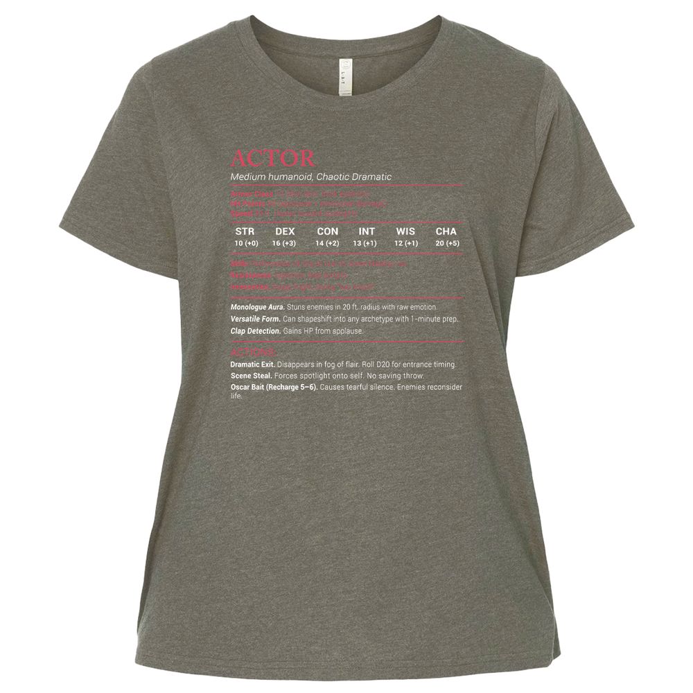 Actor Stats Ladies Curvy Jersey - Bamboo Blackout - 2