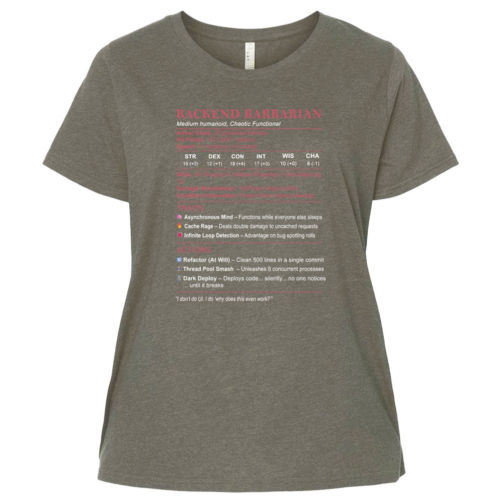 Backend Barbarian Stats Ladies Curvy Jersey - Bamboo Blackout - 2