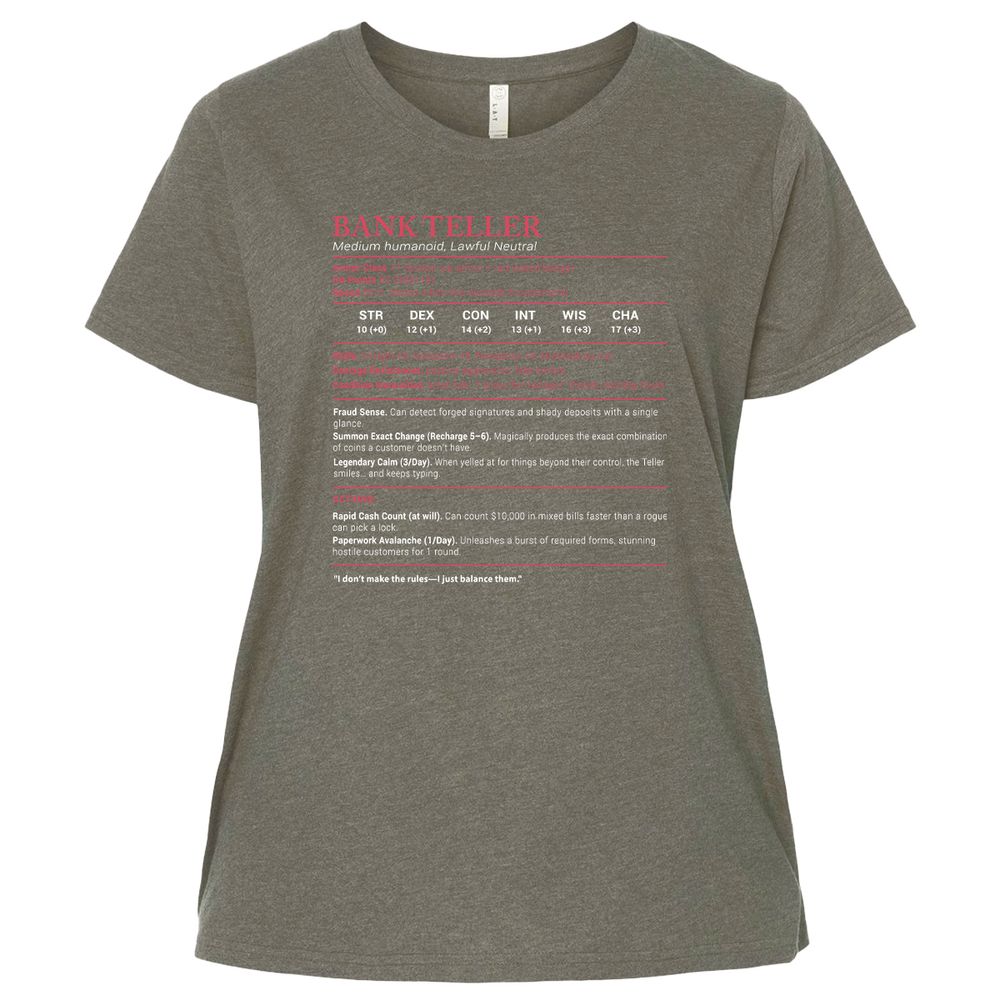 Bank Teller Stats Ladies Curvy Jersey - Bamboo Blackout - 2