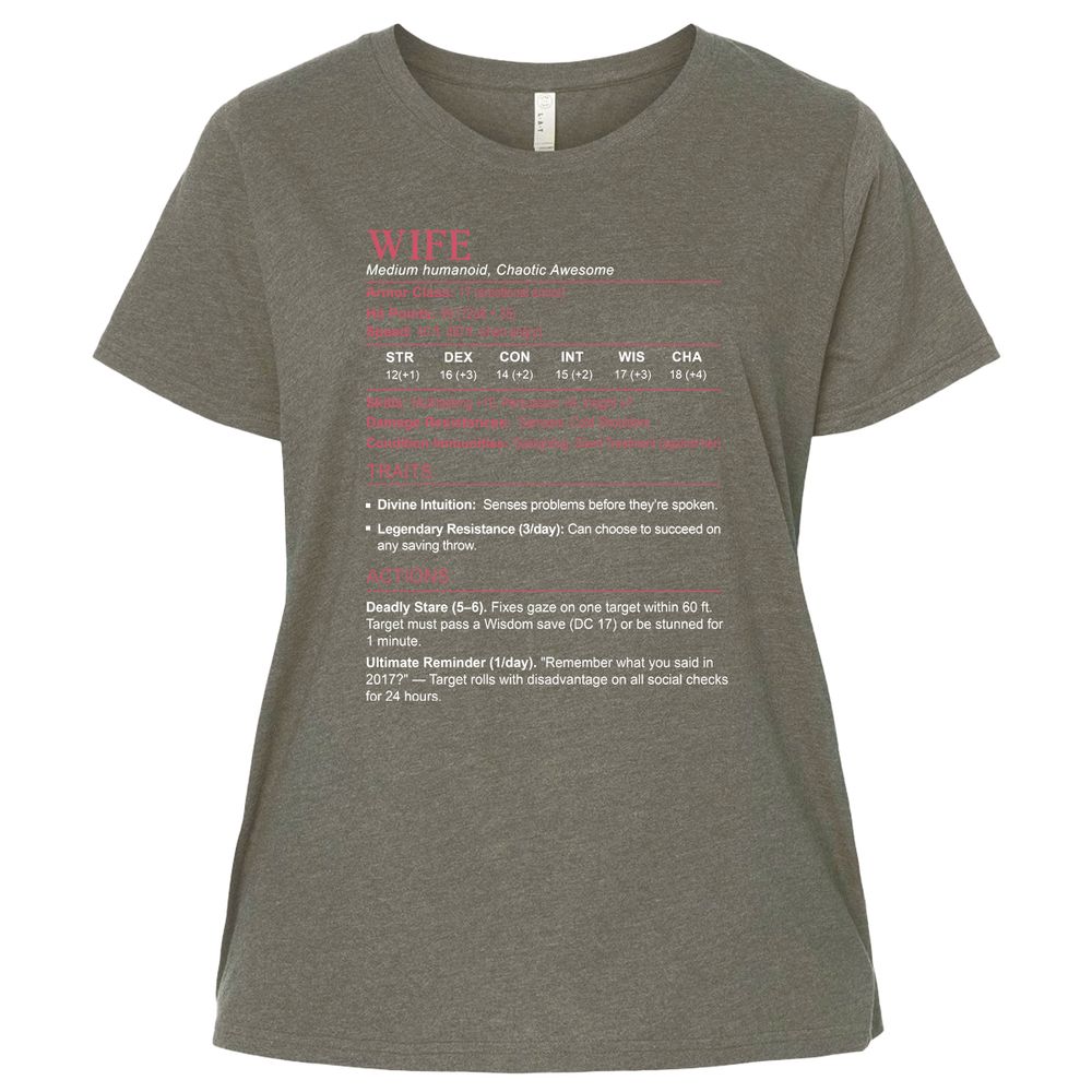 Wife Stats Ladies Curvy Jersey - Bamboo Blackout - 2