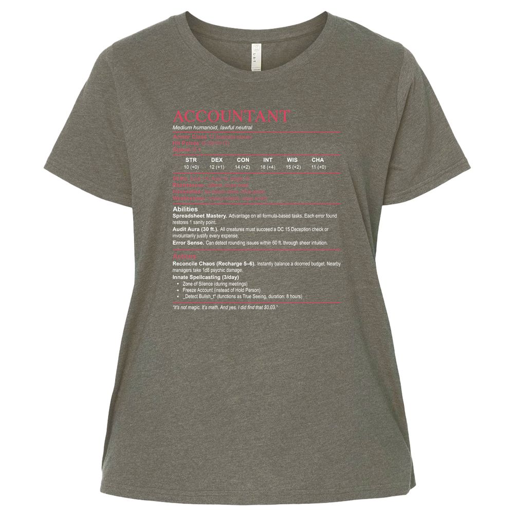 Accountant Stats Ladies Curvy Jersey - Bamboo Blackout - 2