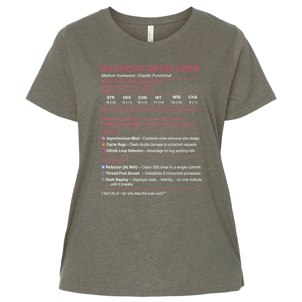 Backend Developer Stats Ladies Curvy Jersey - Bamboo Blackout - 2