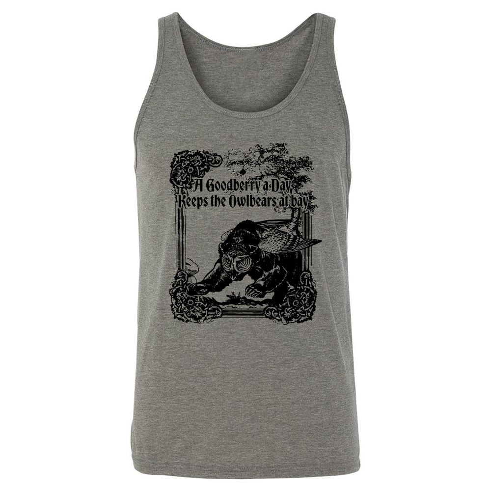 A Goodberry A Day Keeps The Owlbears At Bay Unisex Jersey Tank - Grey Triblend - 2