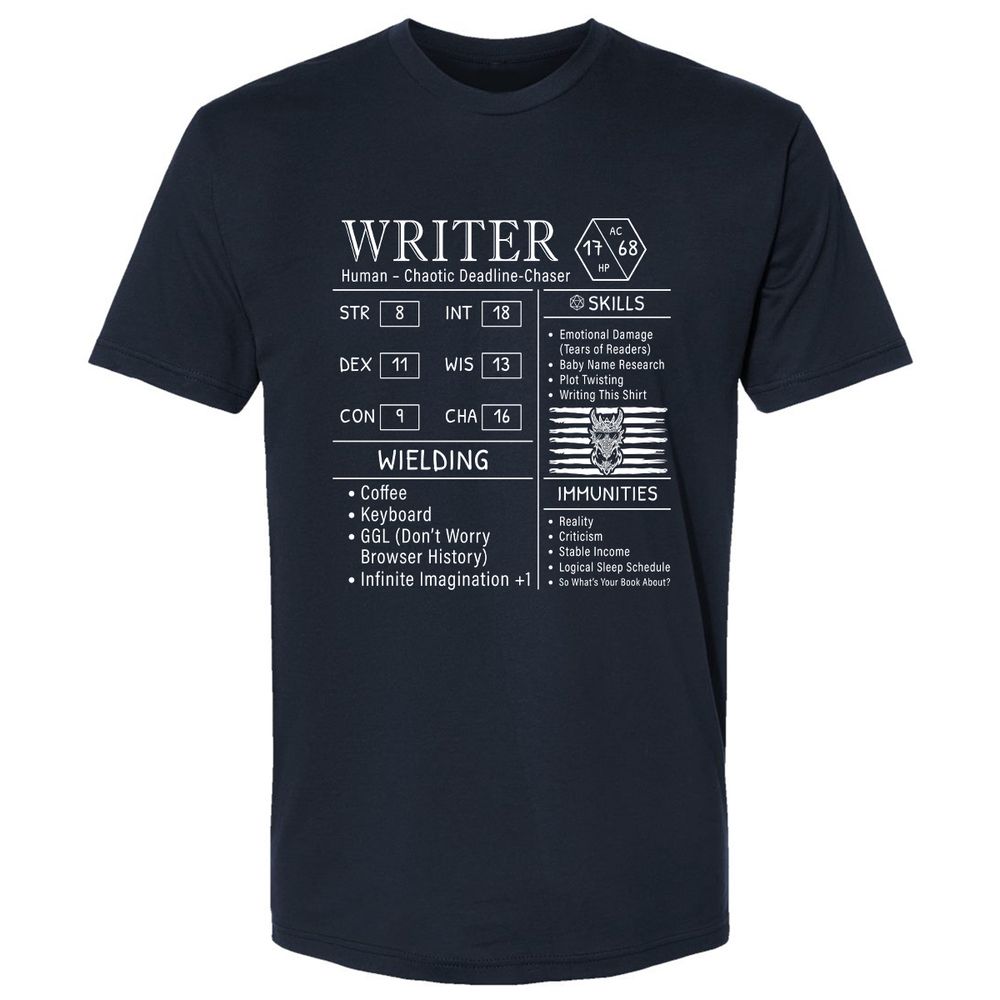 Writer Stats New Premium Unisex T-Shirt - Midnight Navy - 2