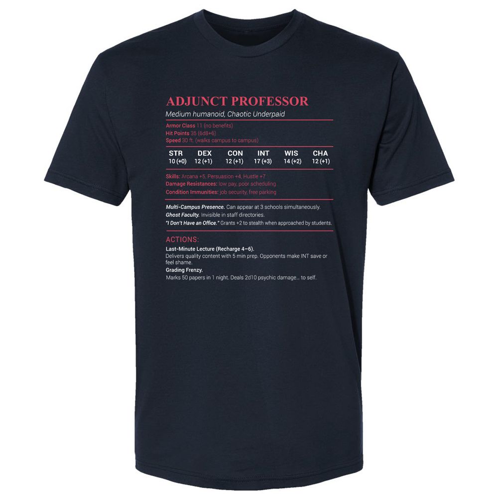 Adjunct Professor Stats Premium Unisex T-Shirt - Midnight Navy - 2