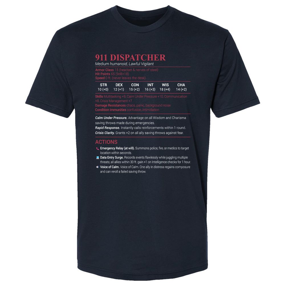 911 Dispatcher Premium Unisex T-Shirt - Midnight Navy - 2