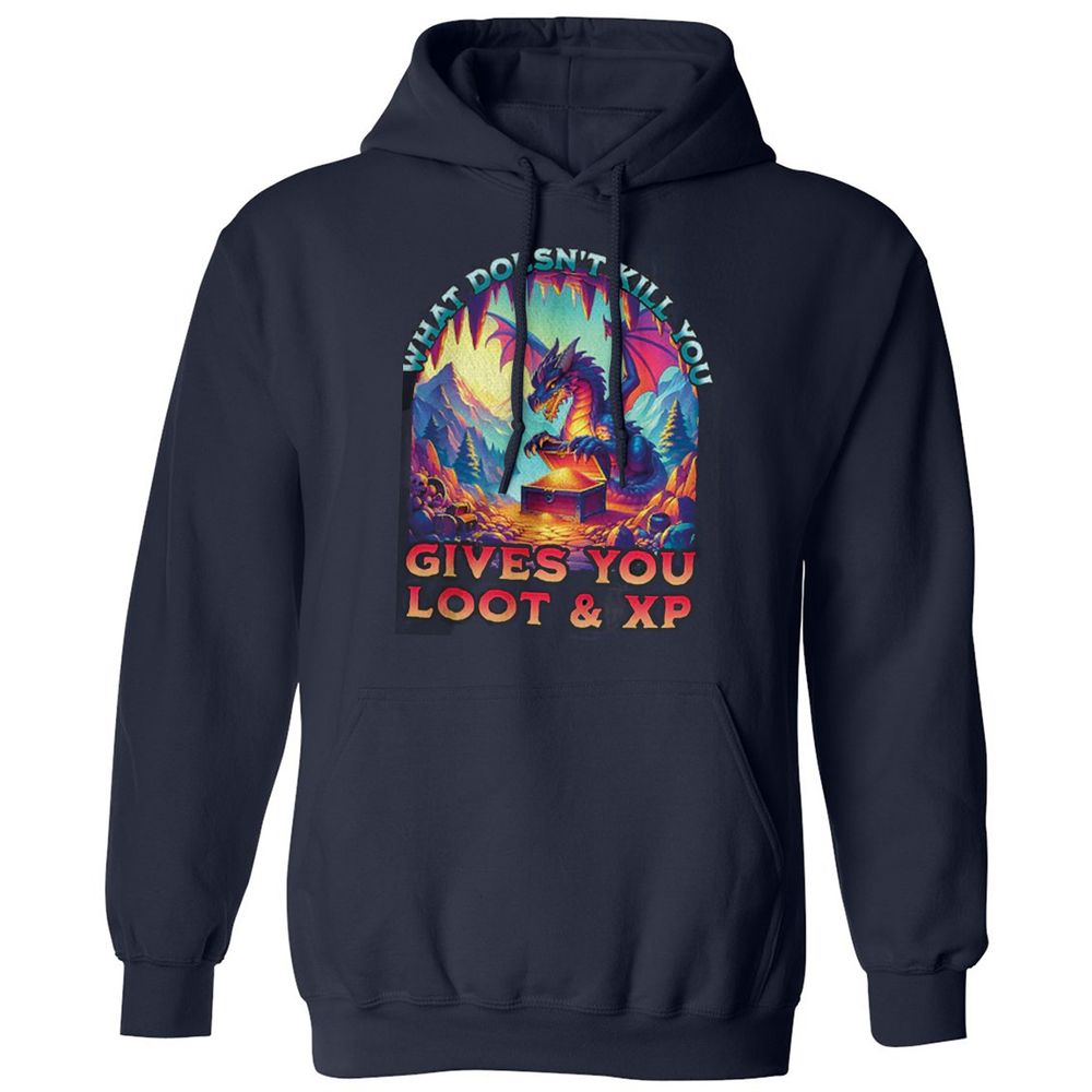 What Doesn't Kill You Give You Loot & XP Classic Unisex Hoodie - Navy - 2