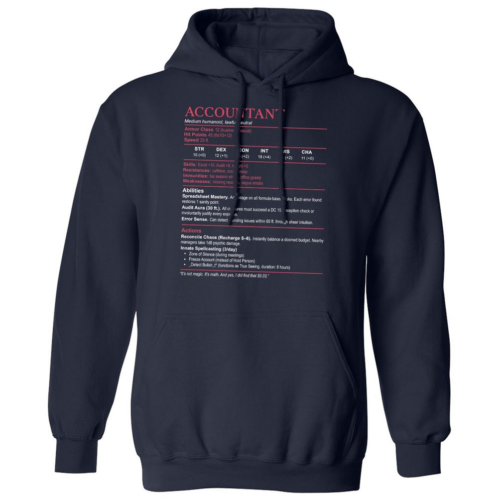 Accountant Stats Classic Unisex Hoodie - Navy - 2