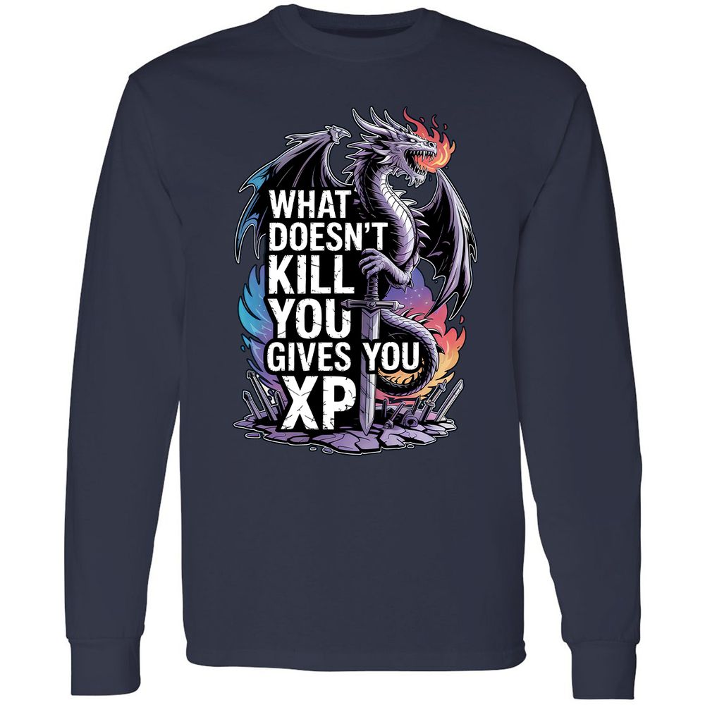 What Doesn't Kill You Dragon Long Sleeve T-Shirt - Navy - 2