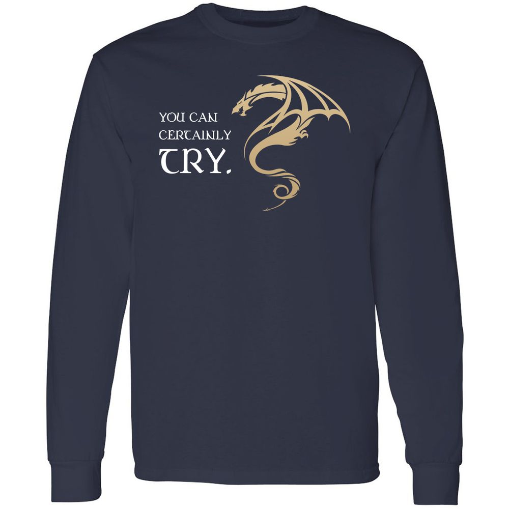 You Can Certainly Try Long Sleeve T-Shirt - Navy - 2