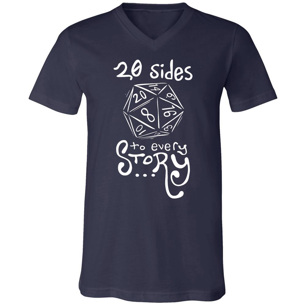 20 Sides to Every Story Unisex V-Neck T-Shirt - Navy - 2