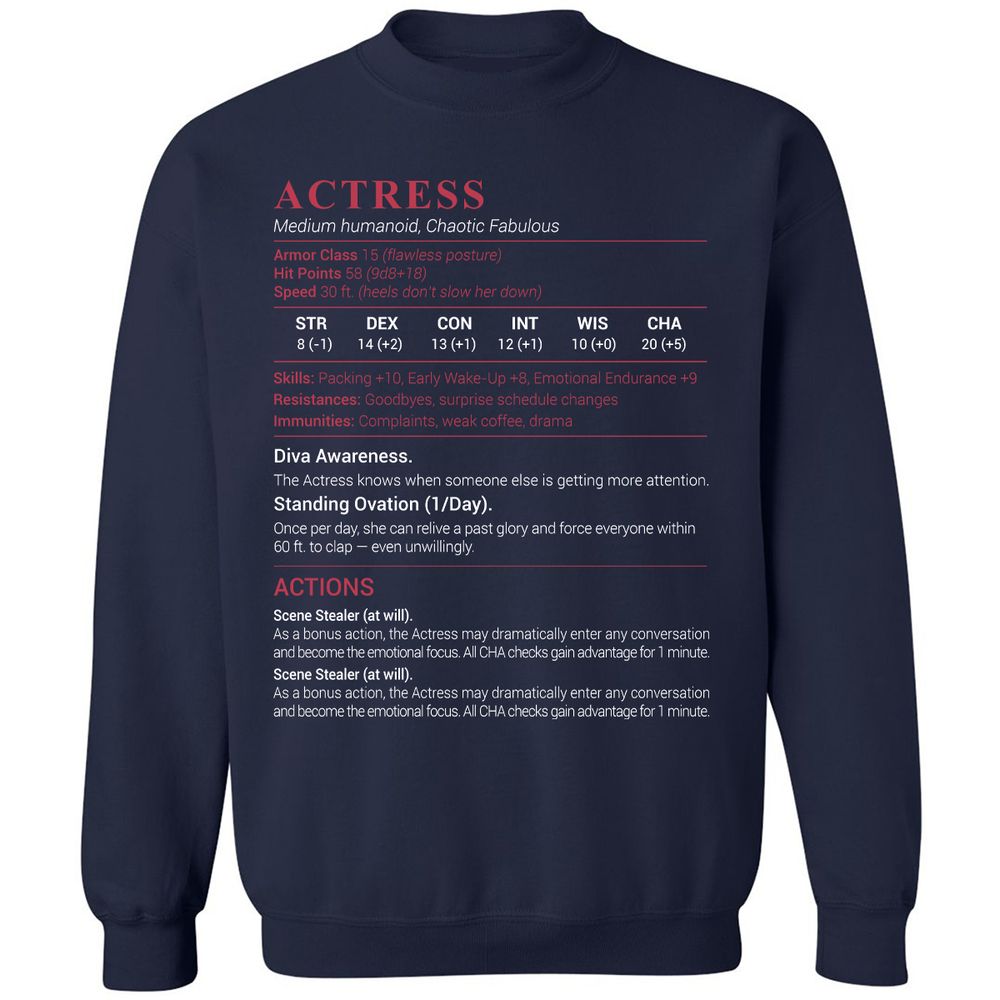 Actress Stats Classic Unisex Sweatshirt - Navy - 2