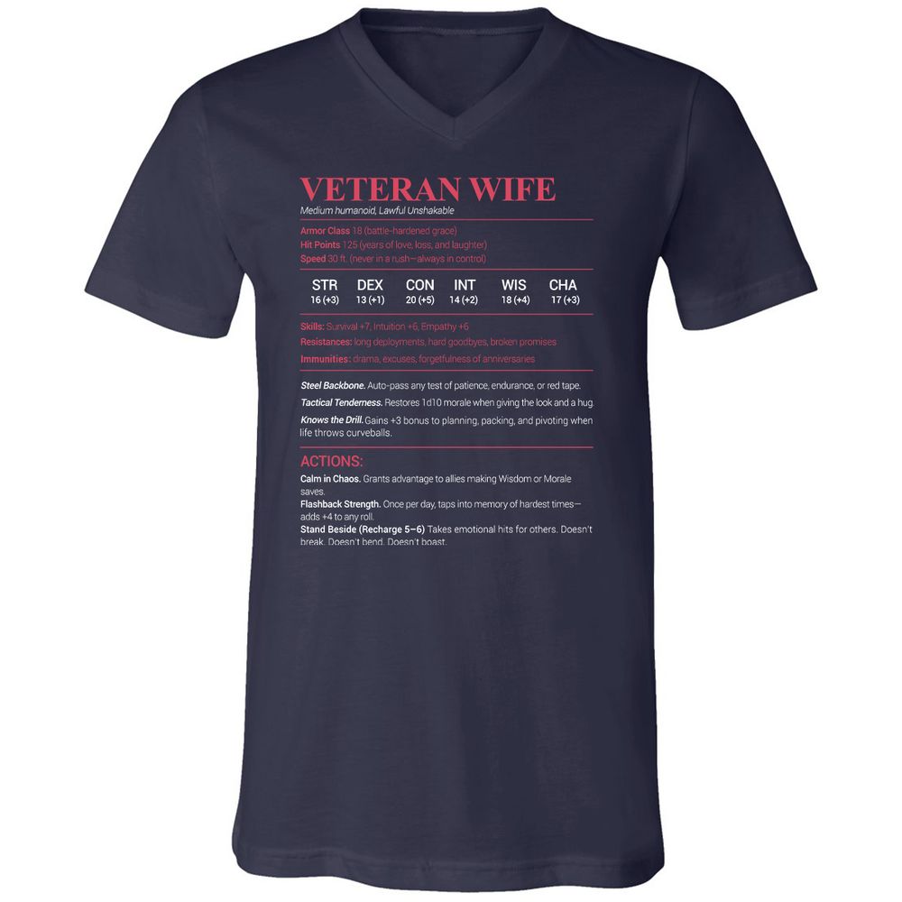 Veteran New Unisex V-Neck T-Shirt - Navy - 2