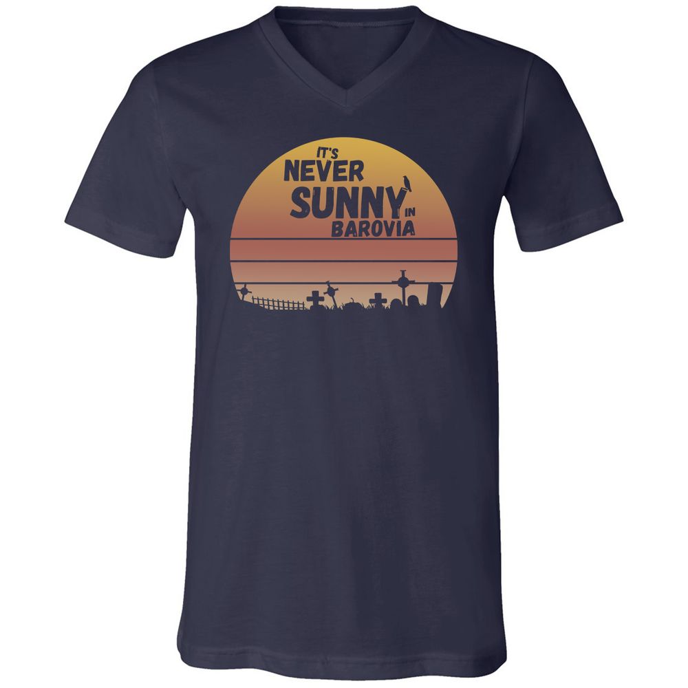 Vintage It's Never Sunny In Barovia Unisex V-Neck T-Shirt - Navy - 2