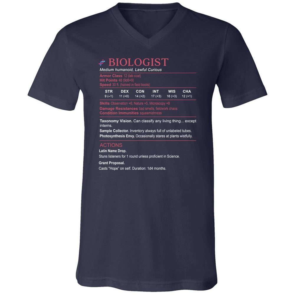 Biologist Stats Unisex V-Neck T-Shirt - Navy - 2