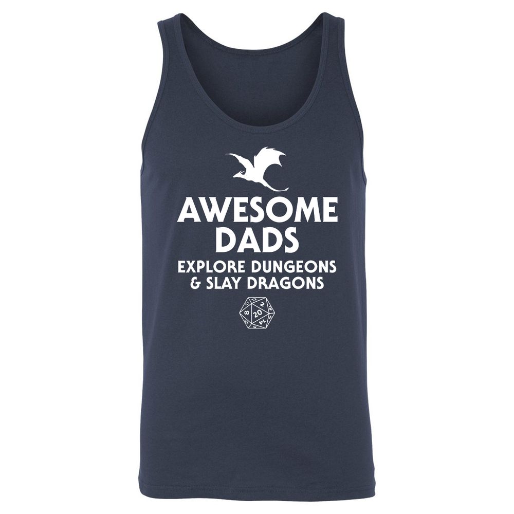 Awesome Dads Slay Dragons Unisex Jersey Tank - Navy - 2