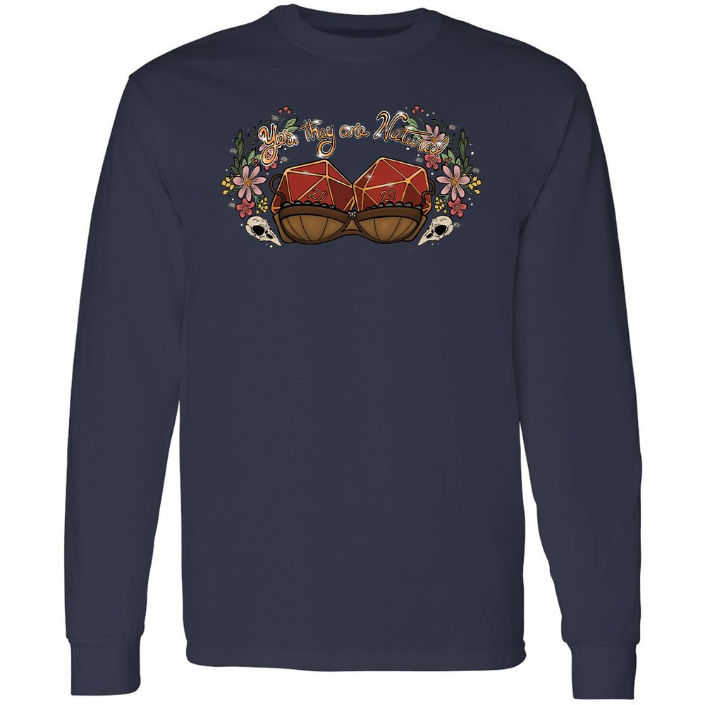 Yes They're Natural Long Sleeve T-Shirt - Navy - 2