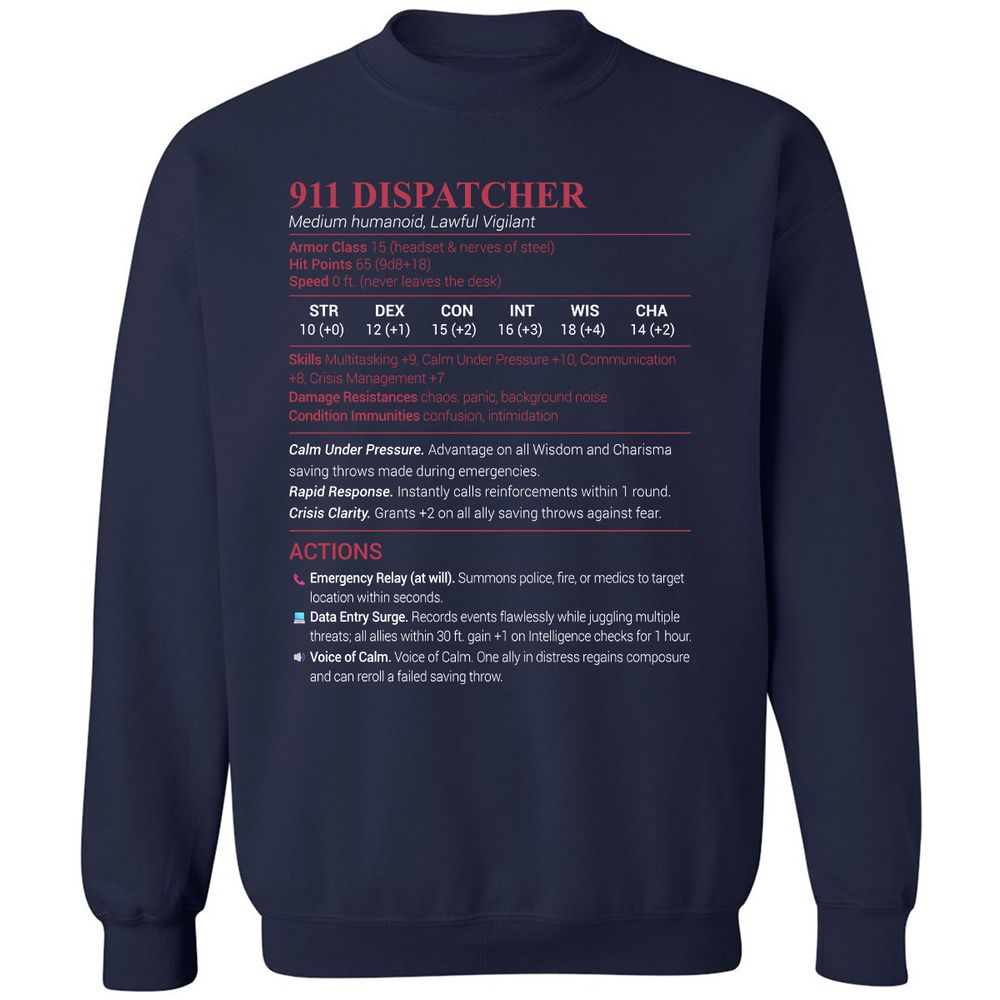 911 Dispatcher Classic Unisex Sweatshirt - Navy - 2