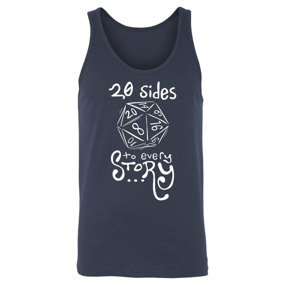 20 Sides to Every Story Unisex Jersey Tank - Navy - 2
